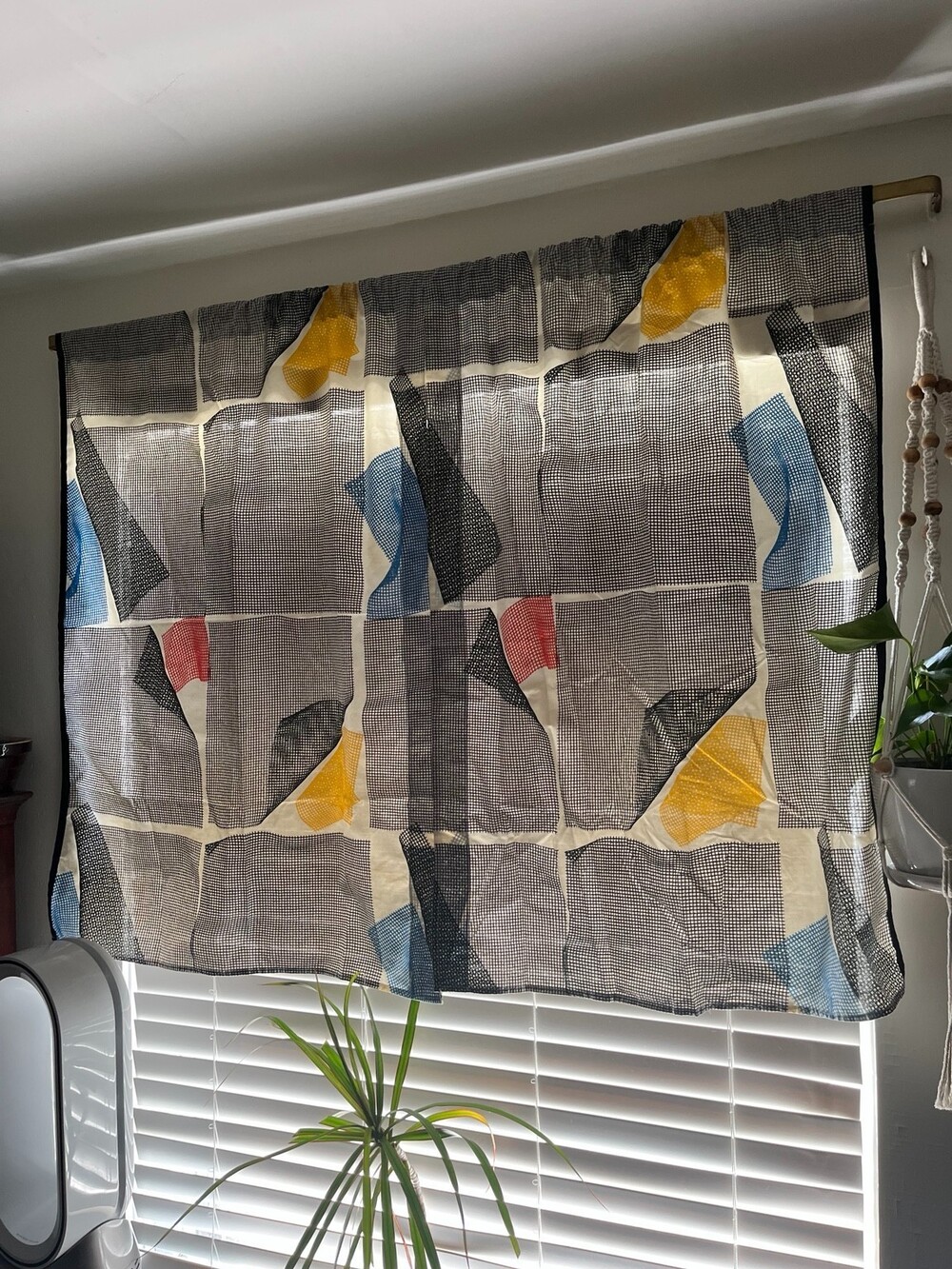 VTG 80s Marimekko Sine Geometric Cafe Curtain Panels 27x38 Memphis Dan River Set